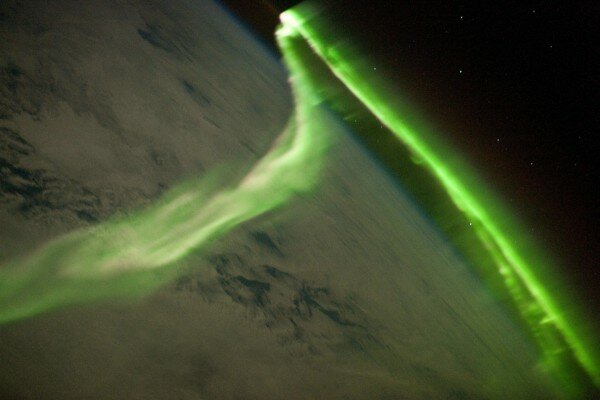aurora australis over southern indian ocean