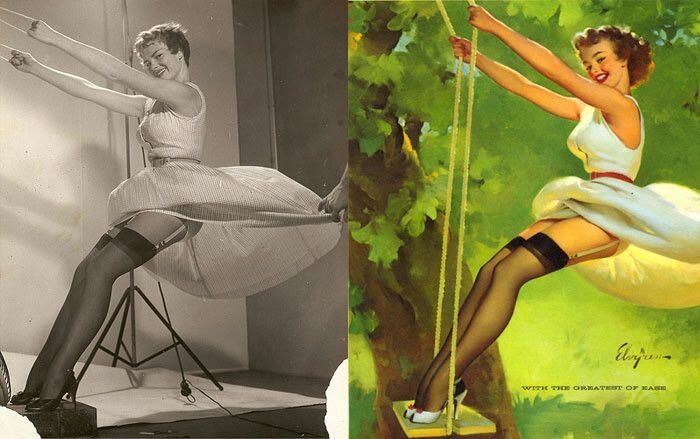 Before and after of vintage pinup girls photoshoots [pics]