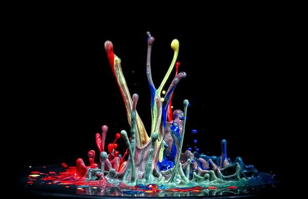 Dancing Colors Water Droplet Photography